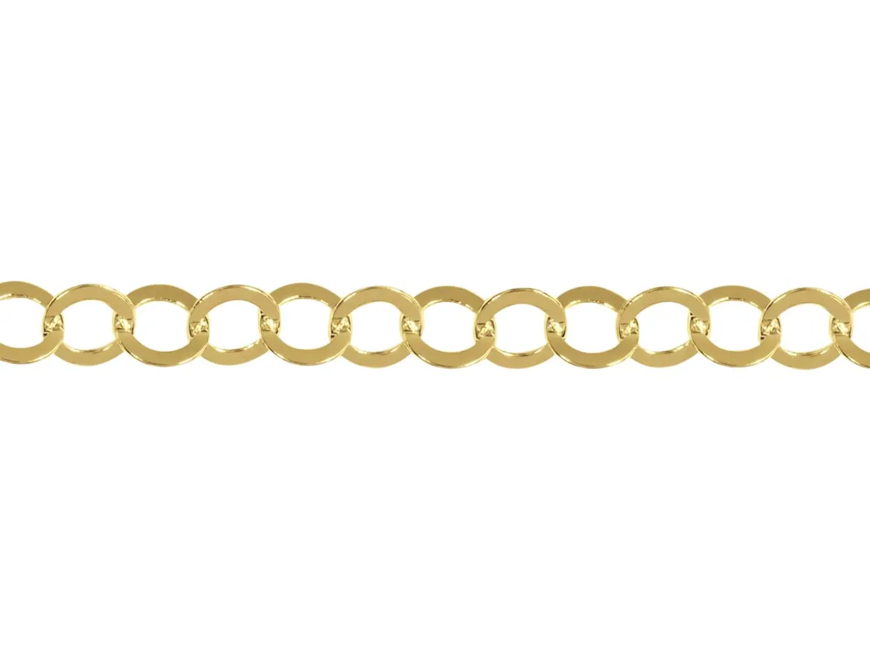 14ct Yellow Gold Plated 3.5mm Flat Filed Round Trace Chain 18"/45cm Unhallmarked