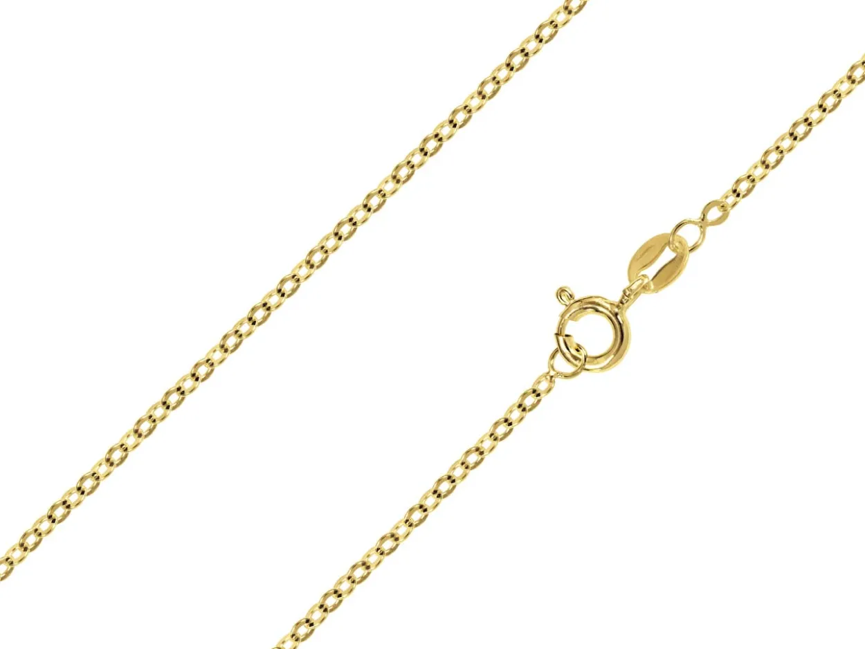 14ct Yellow Gold Plated 1.9mm Flat Filed Oval Trace Chain 18"/45cm Unhallmarked