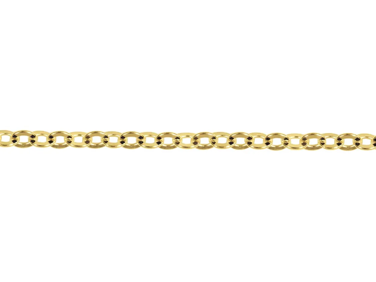 14ct Yellow Gold Plated 1.9mm Flat Filed Oval Trace Chain 18"/45cm Unhallmarked