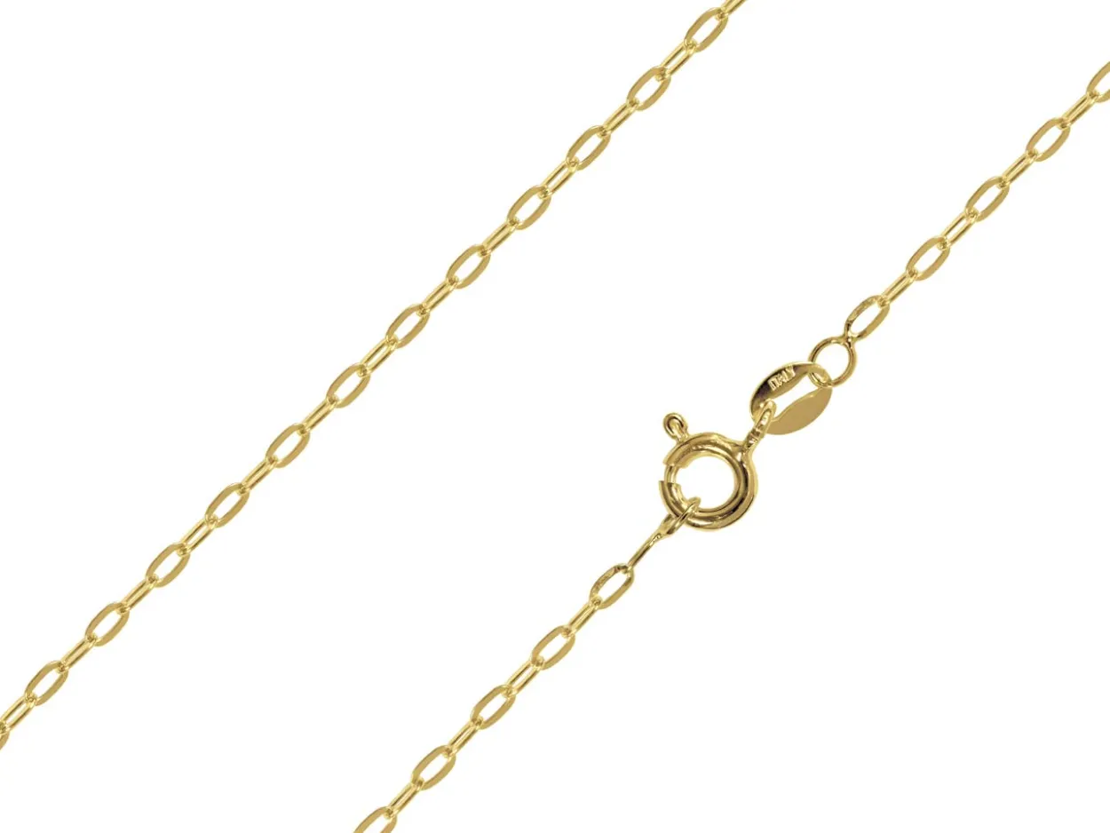14ct Yellow Gold Plated 1.8mm Flat Filed Oval Trace Chain 18"/45cm Unhallmarked