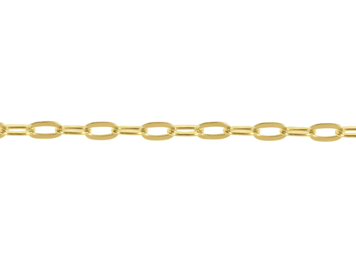 14ct Yellow Gold Plated 1.8mm Flat Filed Oval Trace Chain 18"/45cm Unhallmarked