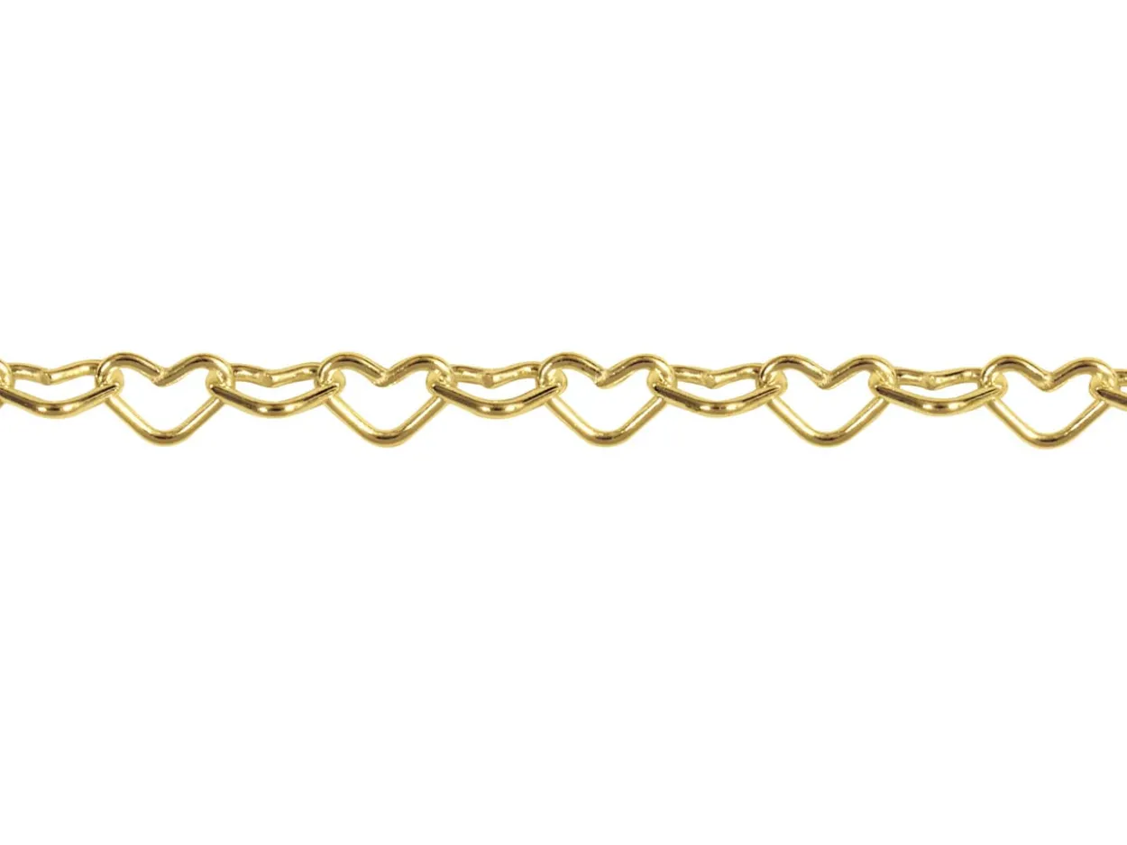 14ct Yellow Gold Plated 2.9mm Heart Shaped Link Chain 18"/45cm Unhallmarked