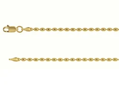 14ct Yellow Gold Plated 2.3mm Oval Bead Chain 18"/45cm Unhallmarked