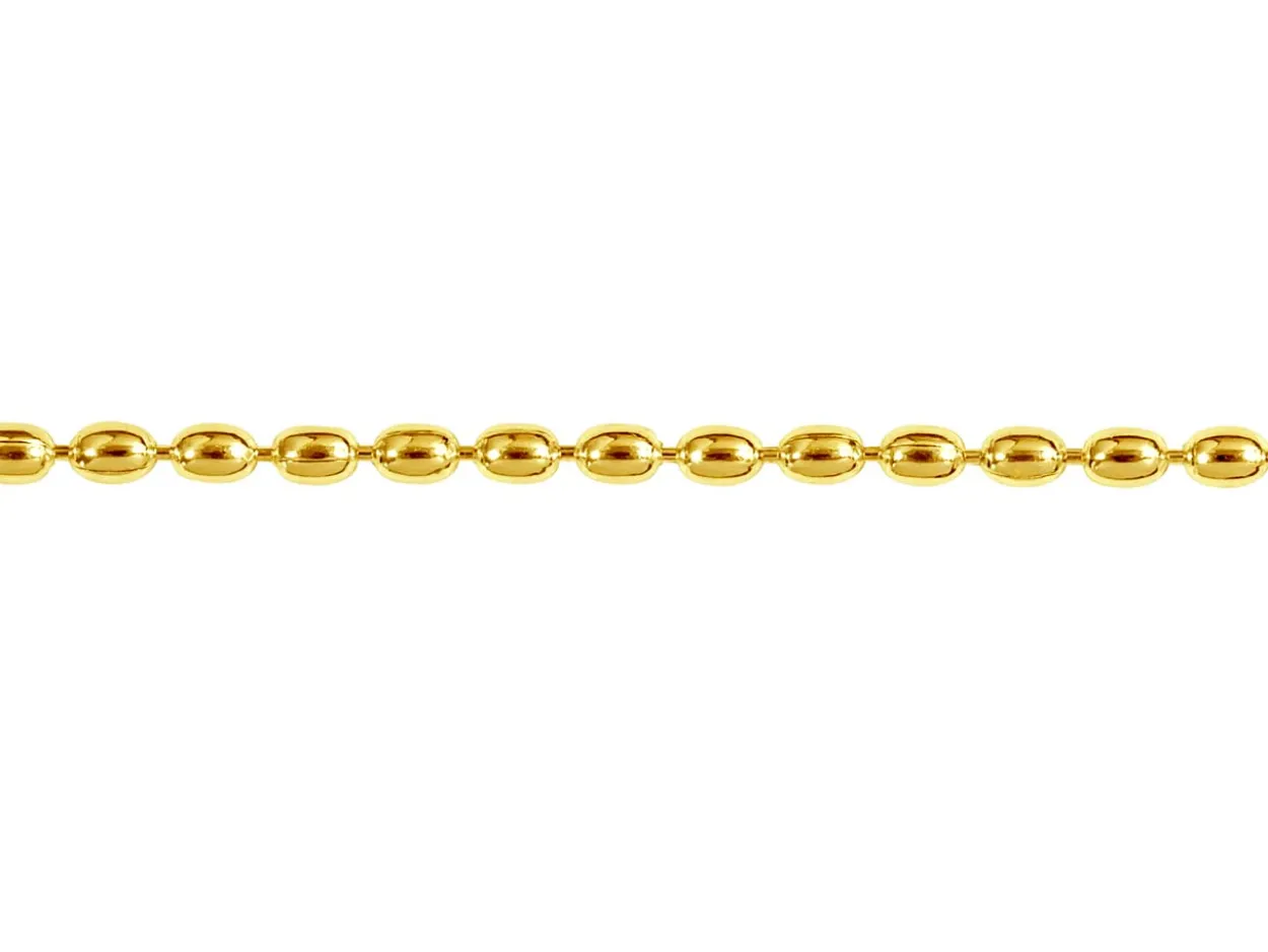 14ct Yellow Gold Plated 1.5mm Oval Bead Chain 18"/45cm Unhallmarked