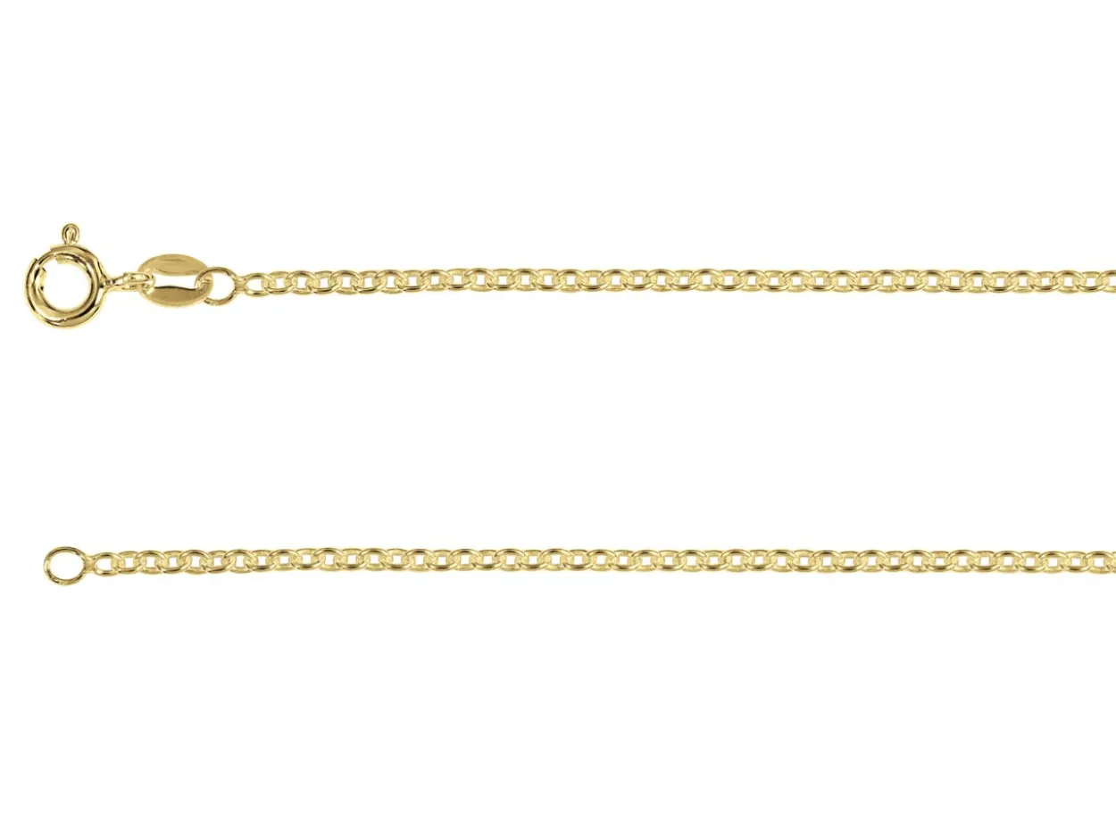 14ct Yellow Gold Plated 2.0mm Oval Trace Chain 18"/45cm Unhallmarked