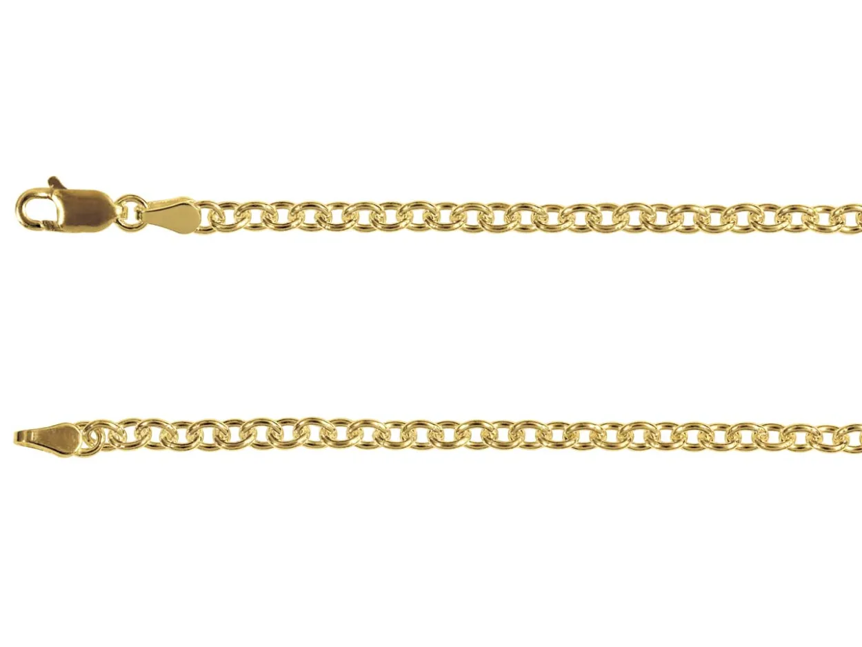 14ct Yellow Gold Plated 3.0mm Oval Trace Chain 18"/45cm Unhallmarked