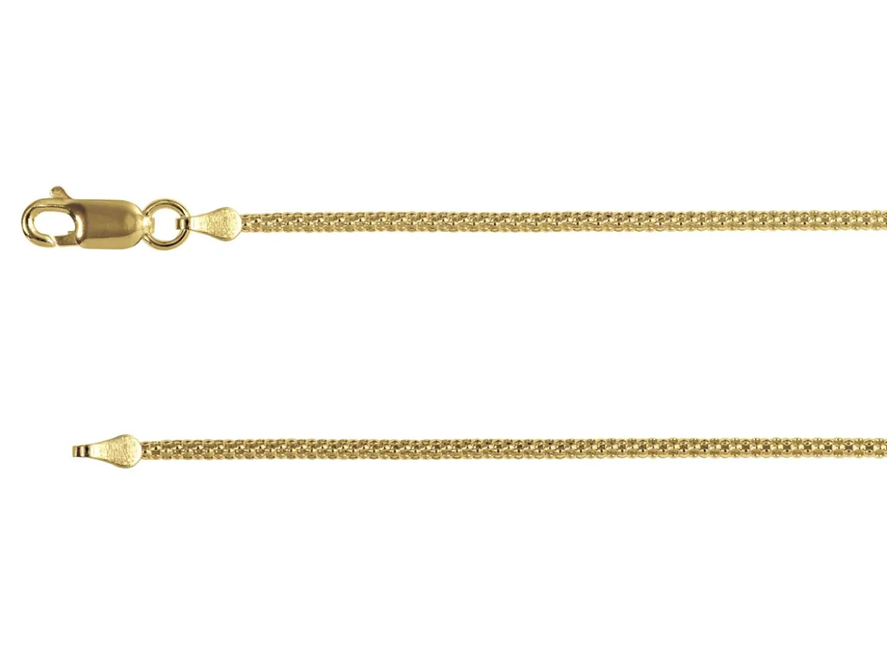 14ct Yellow Gold Plated 1.8mm Popcorn Chain 18"/45cm Unhallmarked