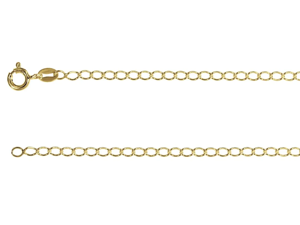 14ct Yellow Gold Plated 2.4mm Rhombus Curb Chain 18"/45cm Unhallmarked