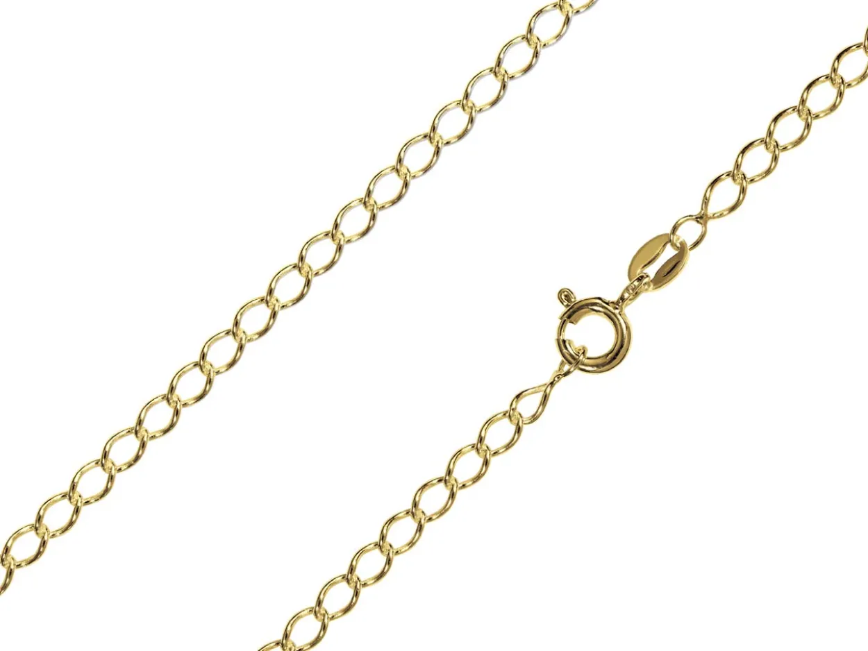 14ct Yellow Gold Plated 3.0mm Rhombus Curb Chain 18"/45cm Unhallmarked