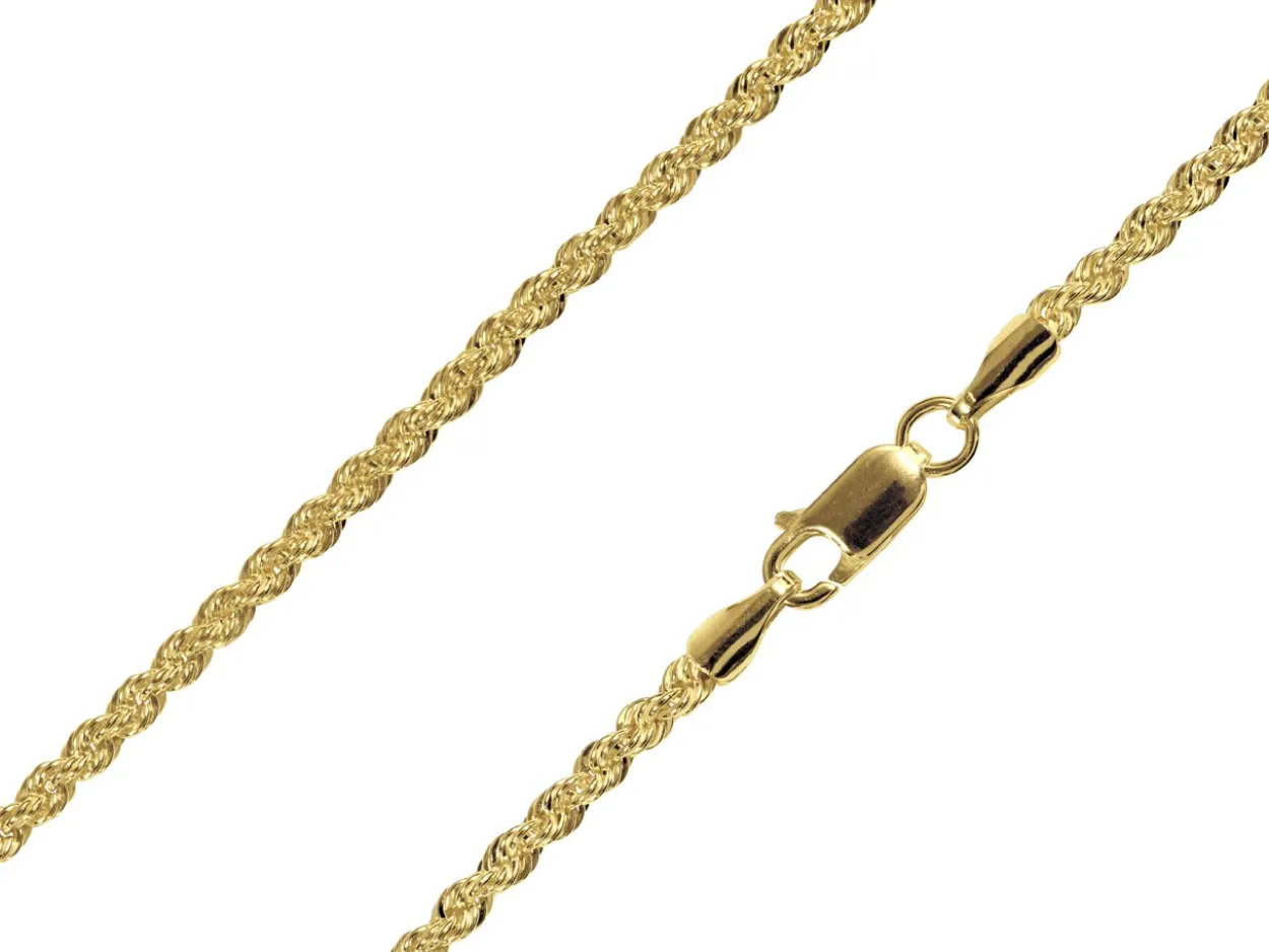 14ct Yellow Gold Plated 2.8mm Rope Chain 18"/45cm Unhallmarked
