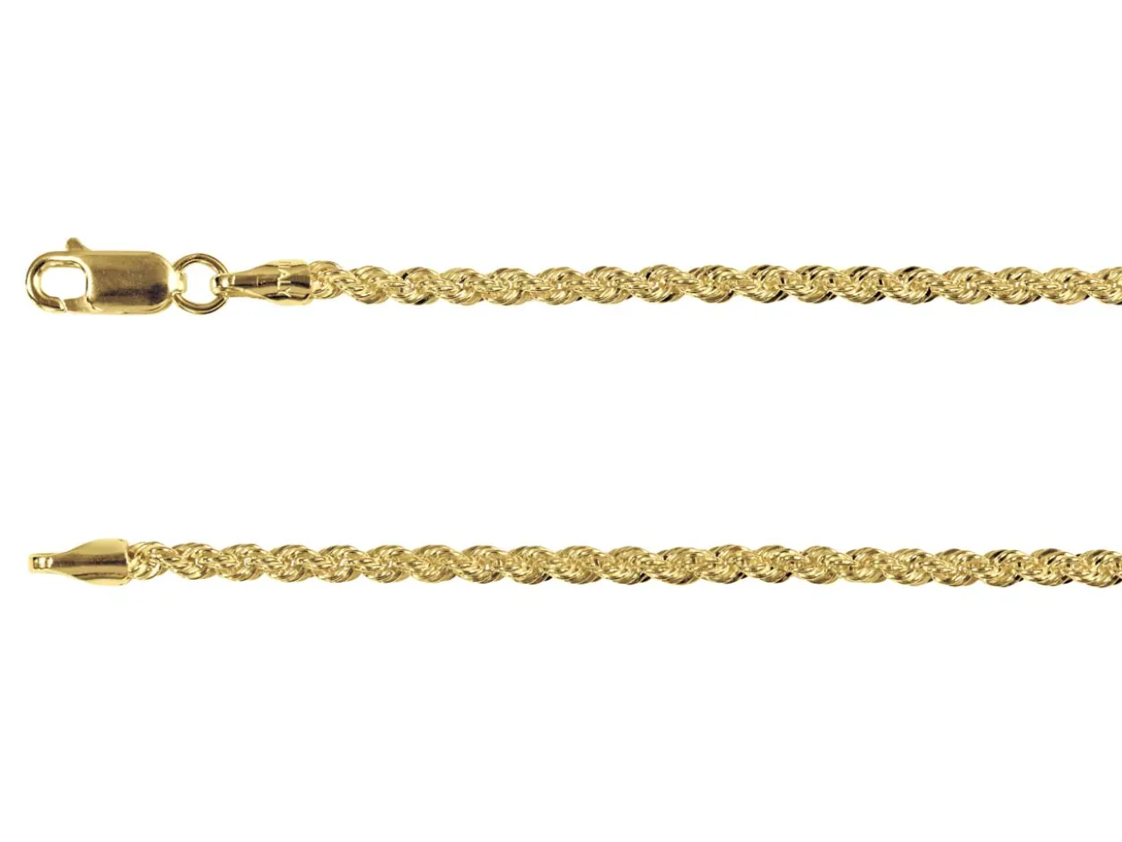 14ct Yellow Gold Plated 2.8mm Rope Chain 18"/45cm Unhallmarked