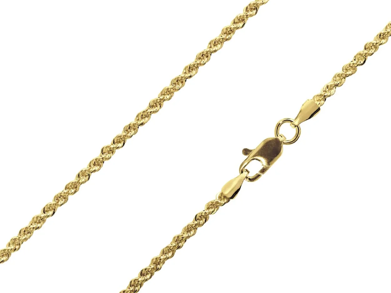 14ct Yellow Gold Plated 2.2mm Rope Chain 18"/45cm Unhallmarked