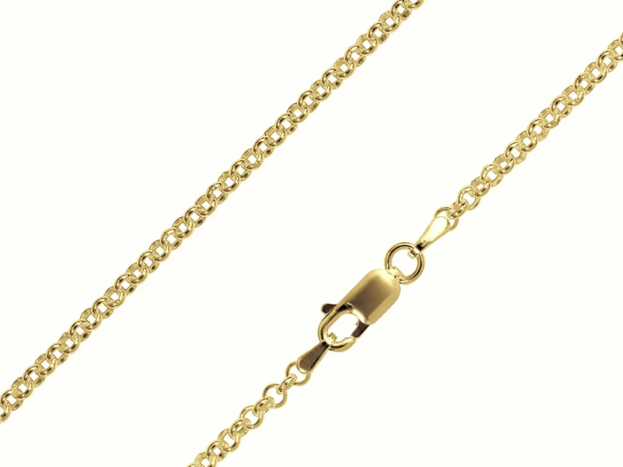 14ct Yellow Gold Plated 2.5mm Round Belcher Chain 18"/45cm Unhallmarked