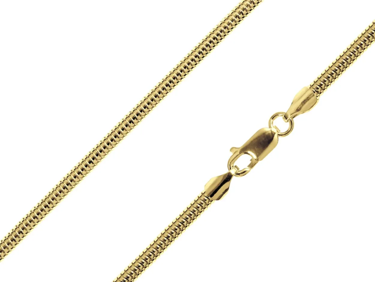 14ct Yellow Gold Plated 3.0mm Round Snake Chain 18"/45cm Unhallmarked