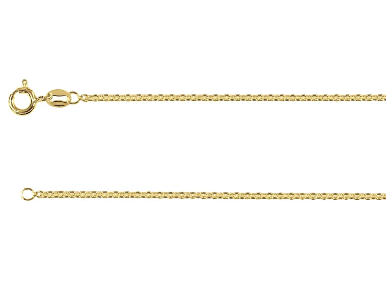 14ct Yellow Gold Plated 1.8mm Tight Round Trace Chain 18"/45cm Unhallmarked