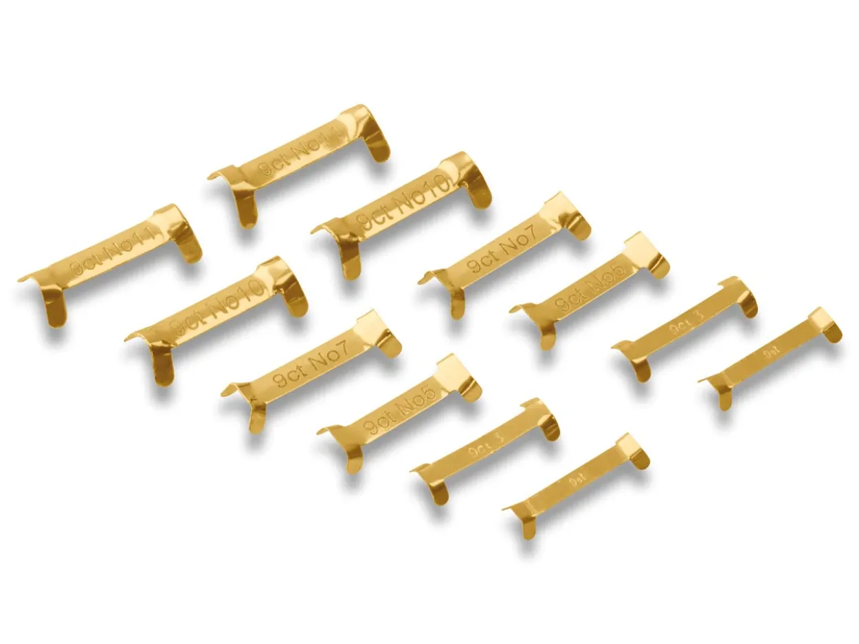 9ct Yellow Gold Ring Clips 12 Assorted Sizes, 6 Sizes X 2 Of Each