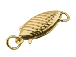 9ct Yellow Gold Small Flat Oval Clasp, 10m X 5mm, Soft Twist Ridged Pattern