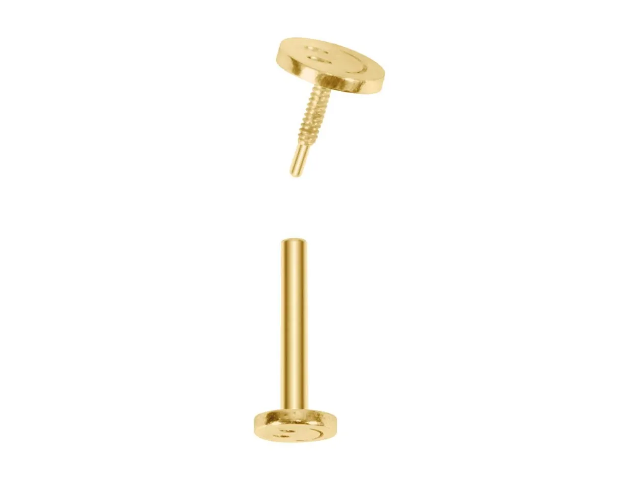 9ct Yellow Gold Smiley Face Labret Tube 3mm