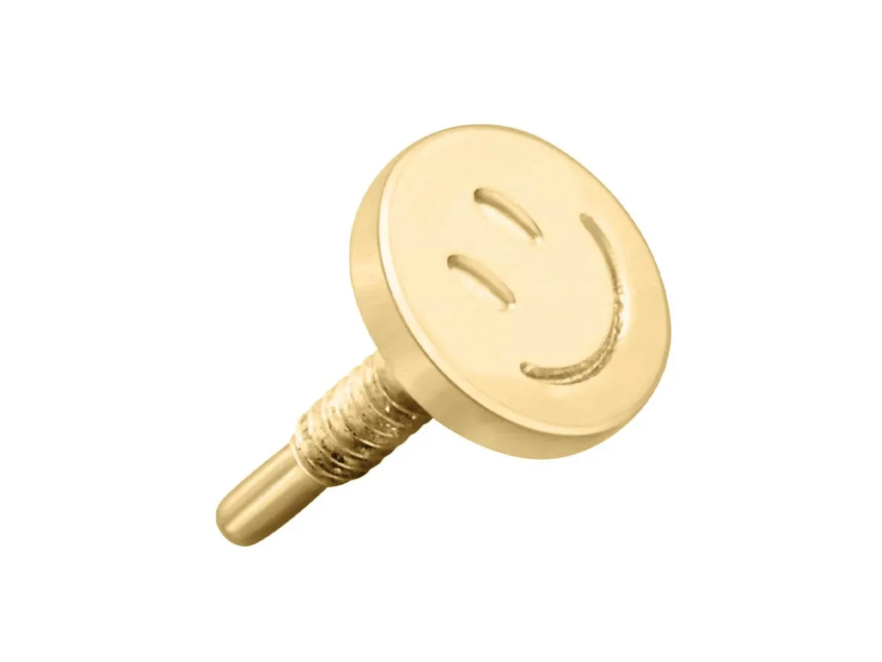 9ct Yellow Gold Smiley Face Labret Post 3mm