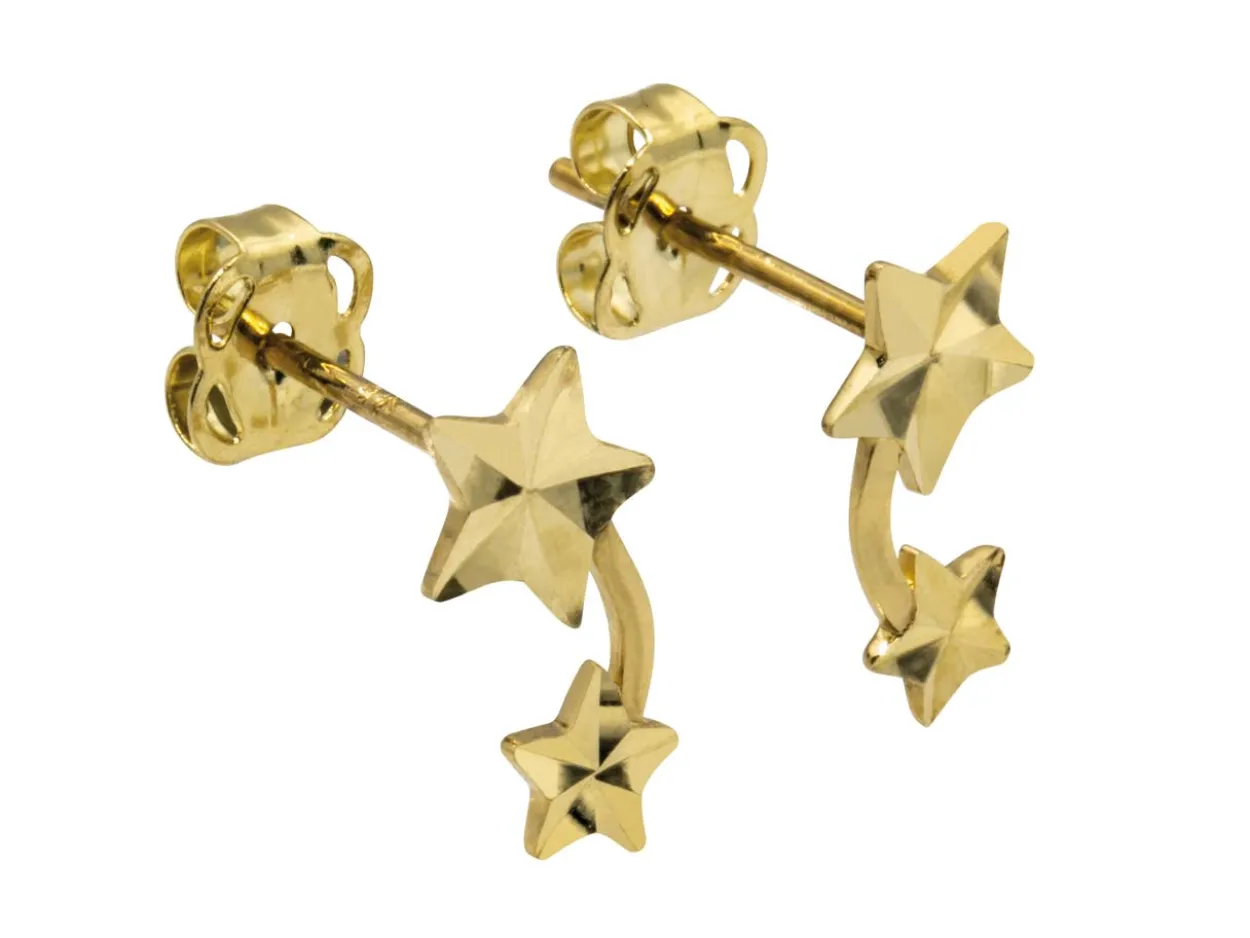 9ct Yellow Gold Starburst Design Earrings