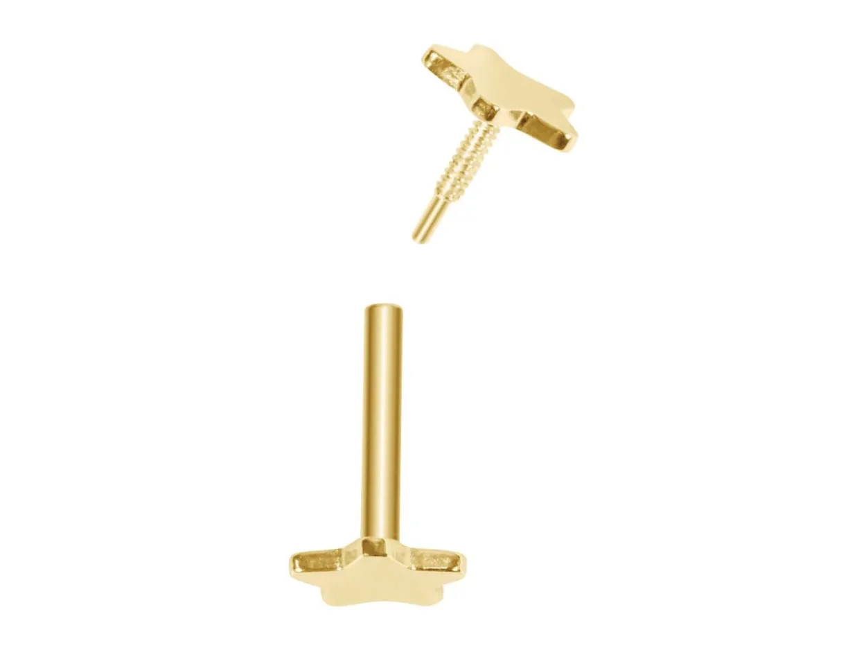 9ct Yellow Gold Star Labret Tube 4.5mm