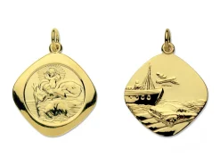 9ct Yellow Gold St. Christopher, Large Square Reversible Hallmarked