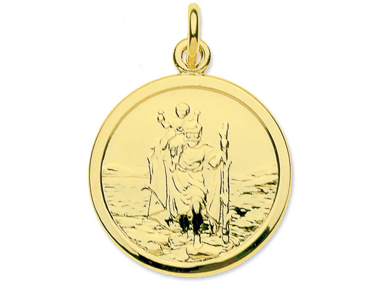 9ct Yellow Gold St. Christopher, Medium Round Hallmarked