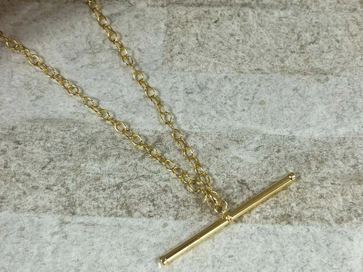 9ct Yellow Gold T-bar 37mm X 1.8mm