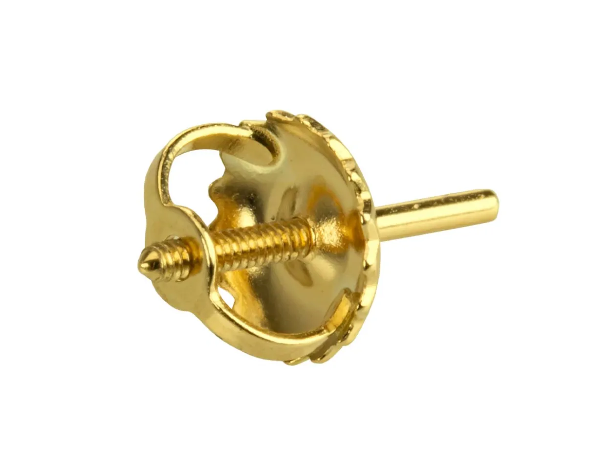 9ct Yellow Gold Threaded French Wire And Scroll Medium-weight, 100% Recycled Gold