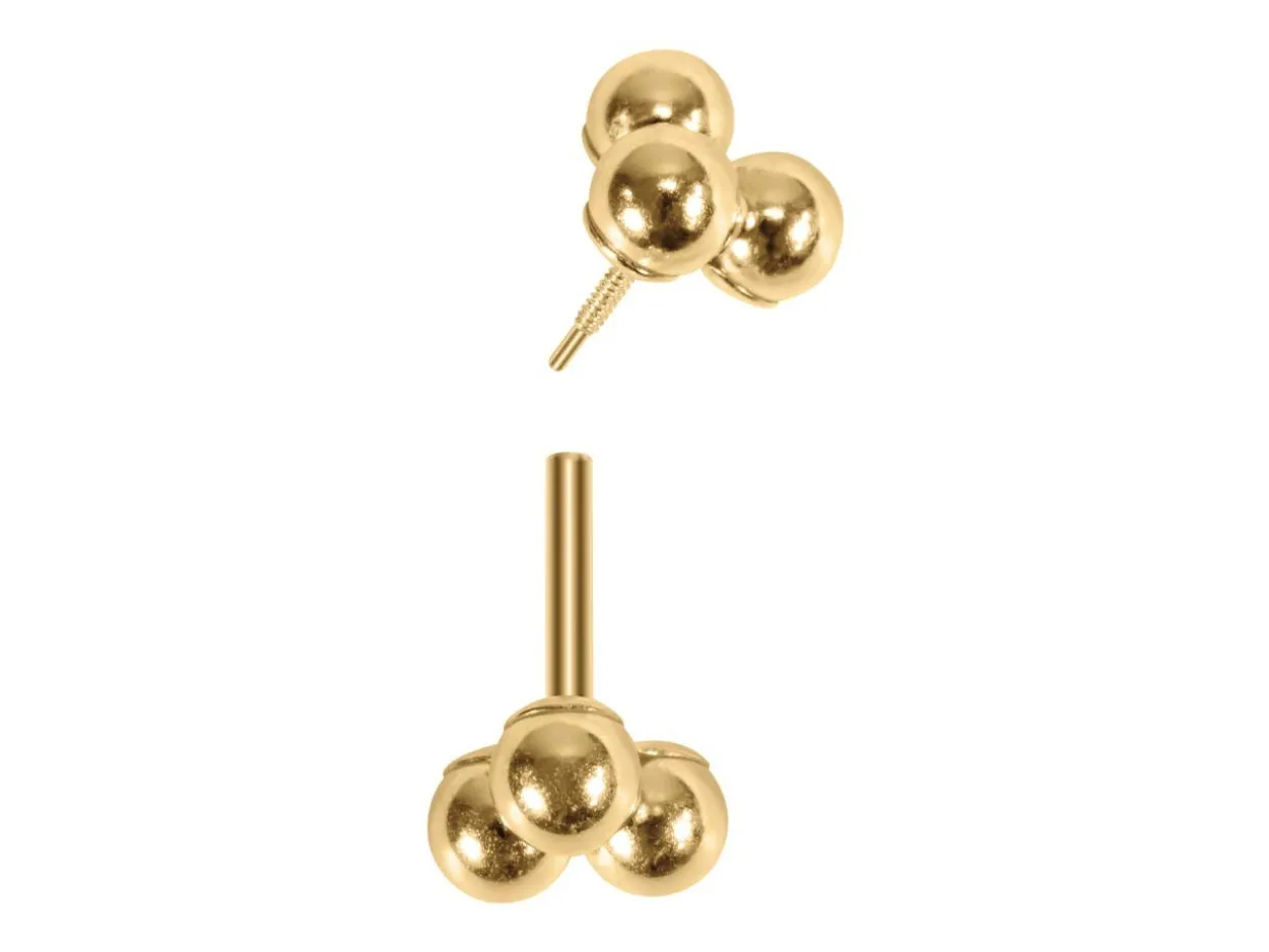 9ct Yellow Gold Trinity Ball Labret Tube 4.5mm