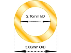 9ct Yellow Gold Tube, Ref 5, Outside Diameter 3.0mm, Inside Diameter 2.1mm, 0.45mm Wall Thickness, 100% Recycled Gold