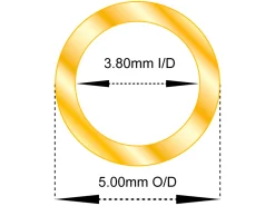 18ct Yellow Gold Tube, Ref 1, Outside Diameter 5.0mm, Inside Diameter 3.8mm, 0.6mm Wall Thickness, 100% Recycled Gold