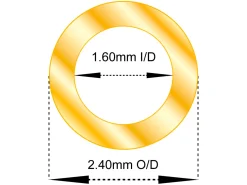 18ct Yellow Gold Tube, Ref 8, Outside Diameter 2.4mm, Inside Diameter 1.6mm, 0.4mm Wall Thickness, 100% Recycled Gold
