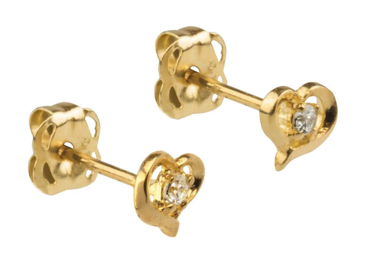 9ct Yellow Gold Valentine's Day Cubic Zirconia Set Stud Earring Gift Set