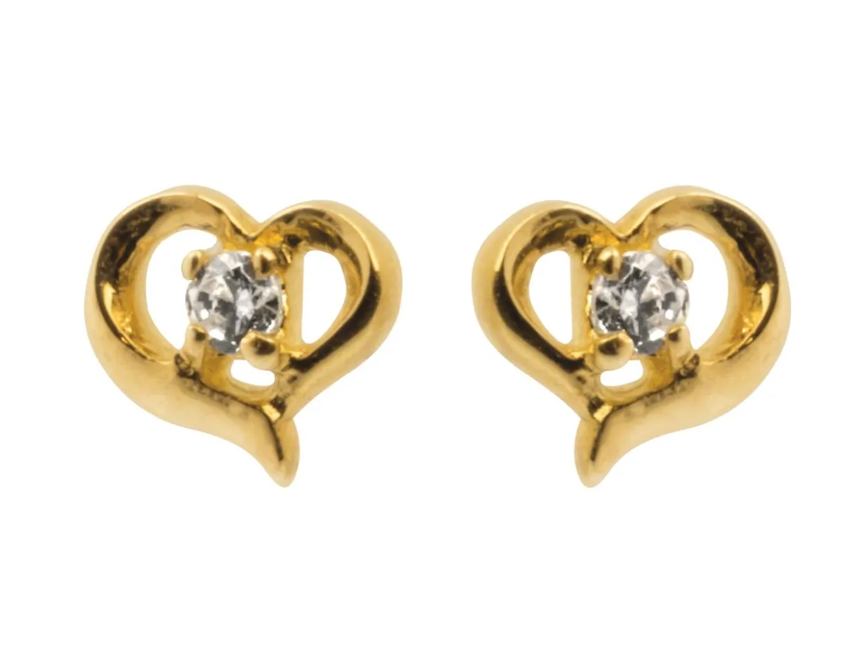 9ct Yellow Gold Valentine's Day Cubic Zirconia Set Stud Earring Gift Set