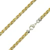 9ct Yellow & White Gold 4.2mm Round Spiga Chain 18"/45cm Hallmarked