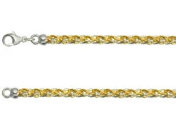 9ct Yellow & White Gold 4.2mm Round Spiga Chain 18"/45cm Hallmarked