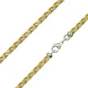 9ct Yellow & White Gold 4.2mm Round Spiga Chain 16"/40cm Hallmarked