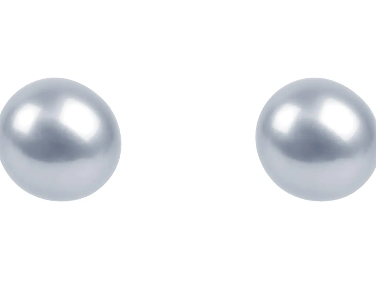 Cultured Pearl Pair Full Round Half Drilled 3.5-4mm Silver Grey Freshwater