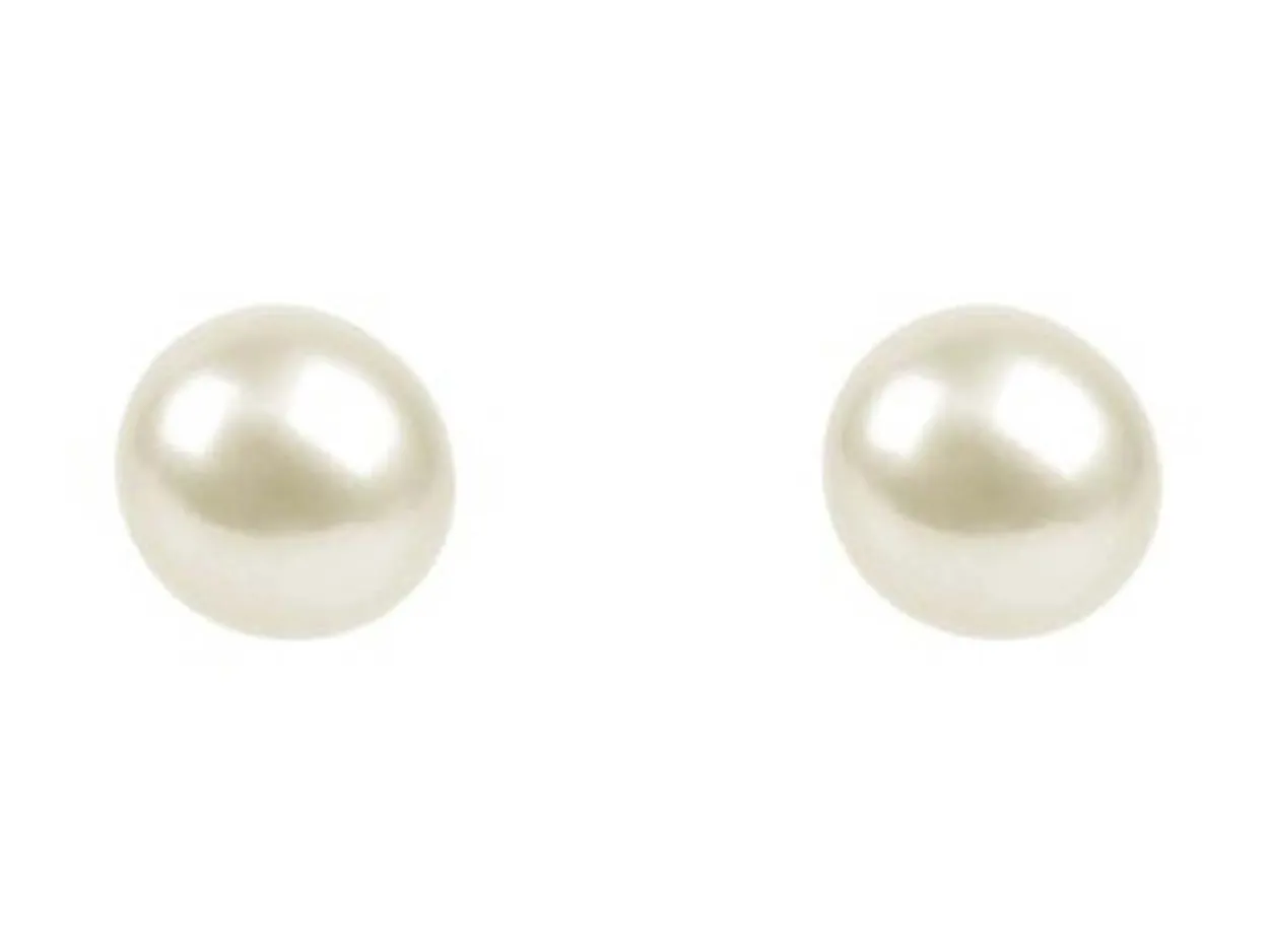 Cultured Pearl Pair Full Round Half Drilled 7-7.5mm White Freshwater