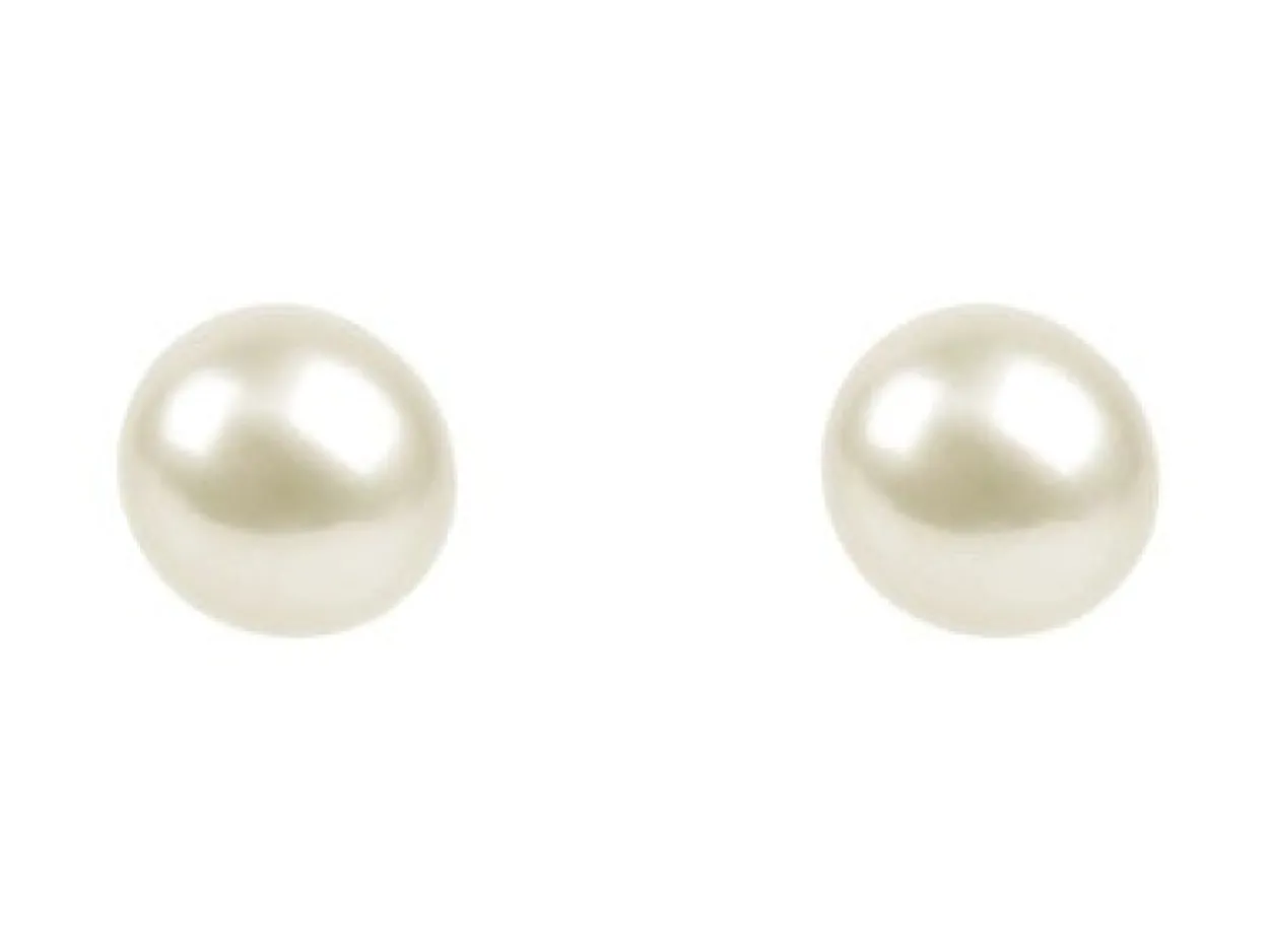 Cultured Pearl Pair Full Round Half Drilled 6-6.5mm White Freshwater