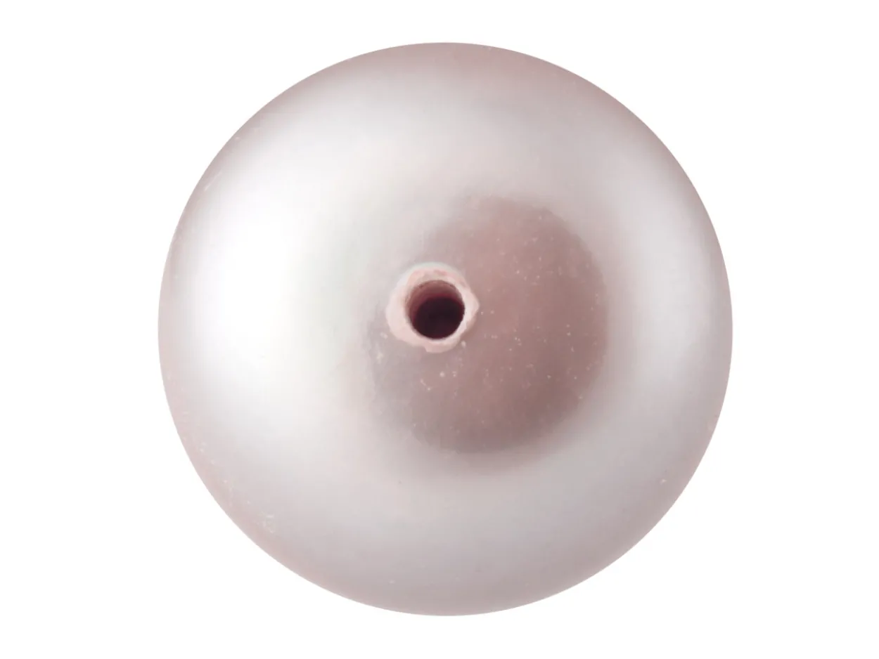Cultured Pearls Pair Button Half Drilled 9-9.5mm, Pink, Freshwater