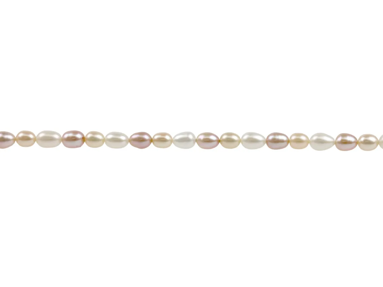 Cultured Pearls, 6x4mm, Multicolour, Rice, 16"/40cm