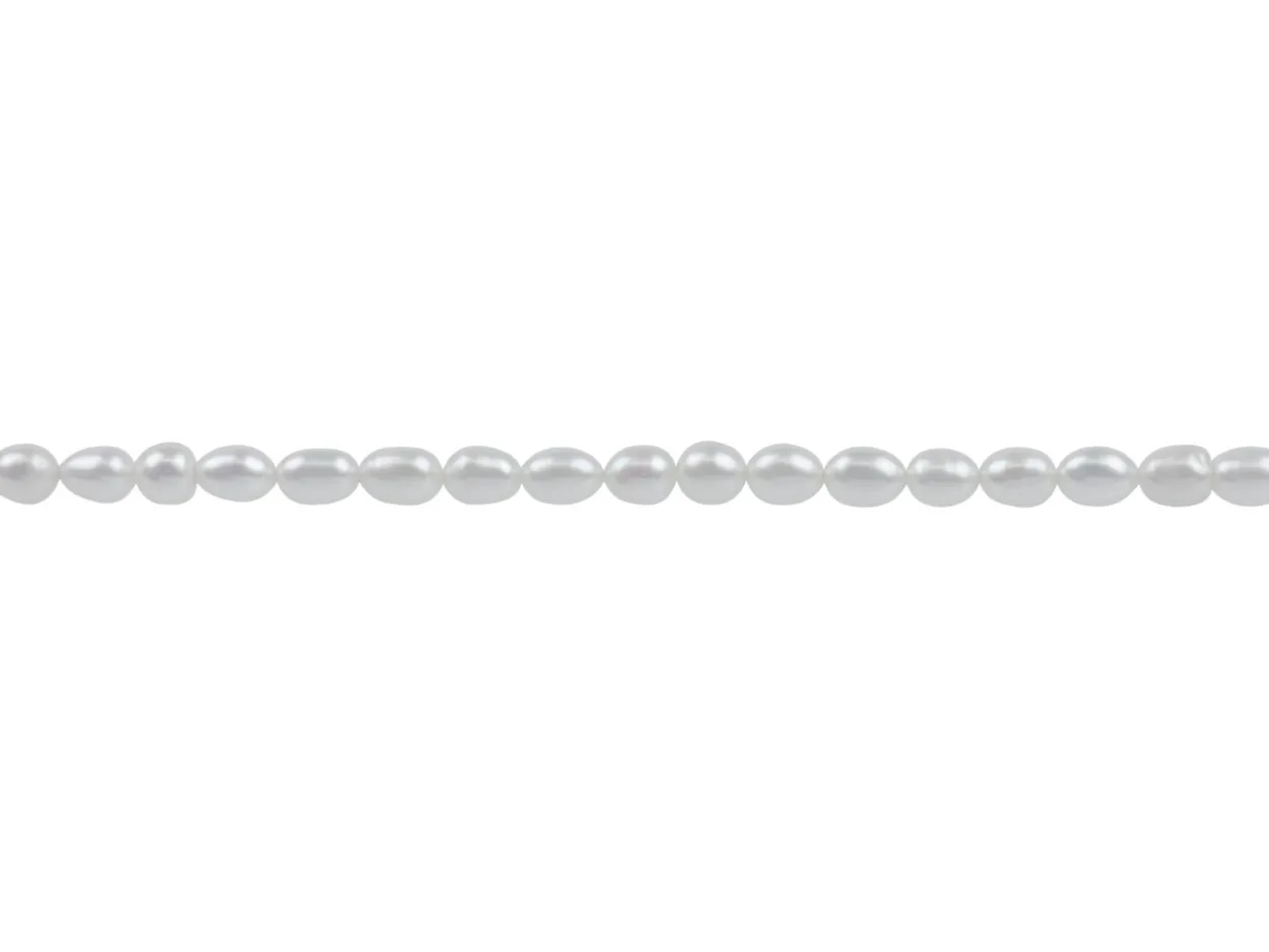 Cultured Pearls, 6x4mm, Natural White, Rice, 16"/40cm