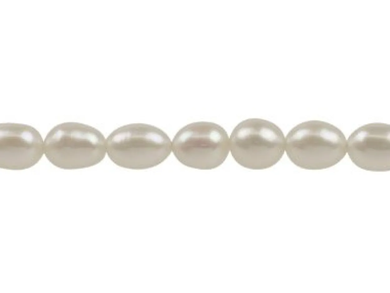Cultured Pearls, 6x4mm, Natural White, Rice, 16"/40cm