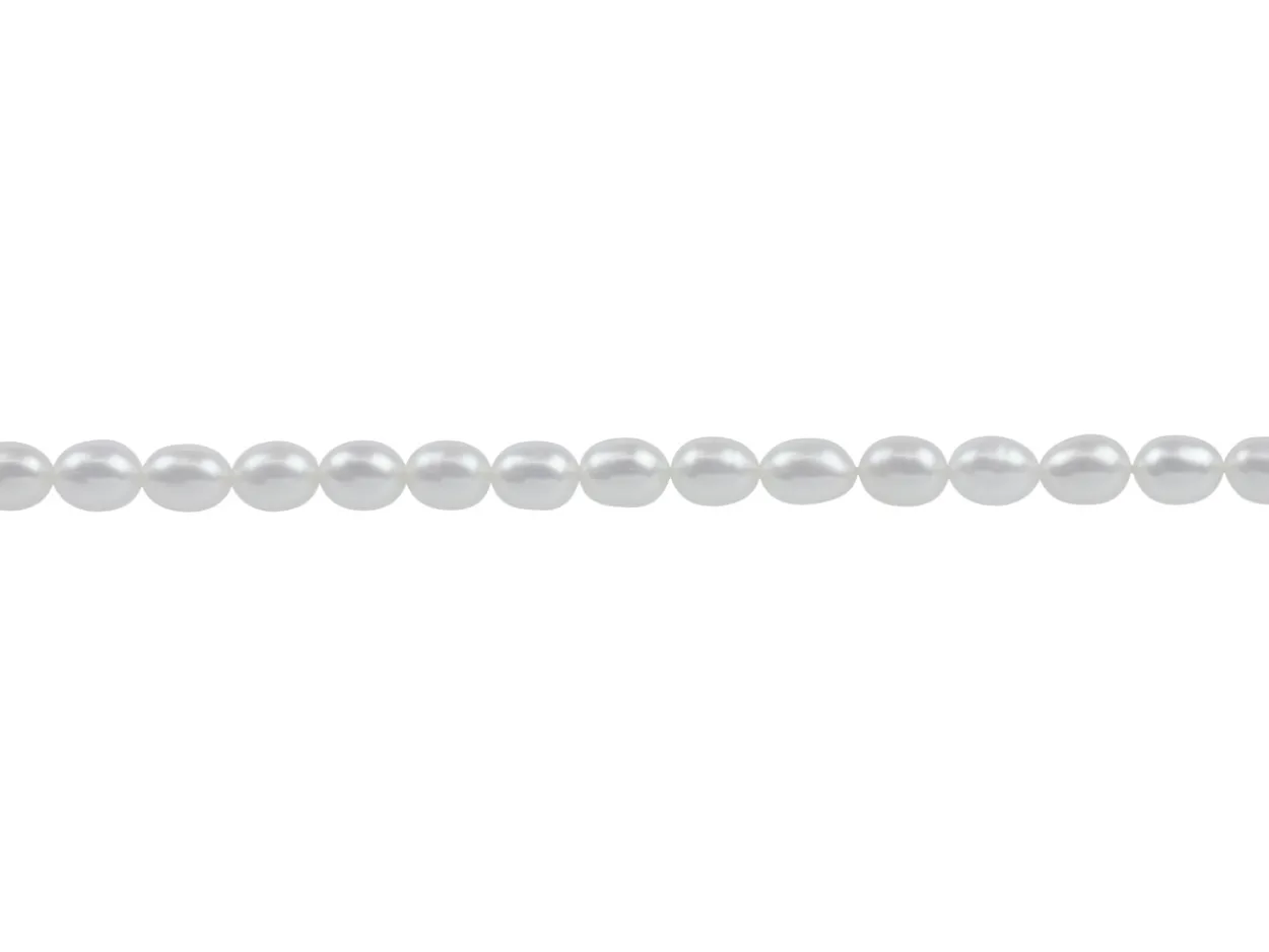Cultured Pearls, 7x5mm, Natural White, Rice, 16"/40cm