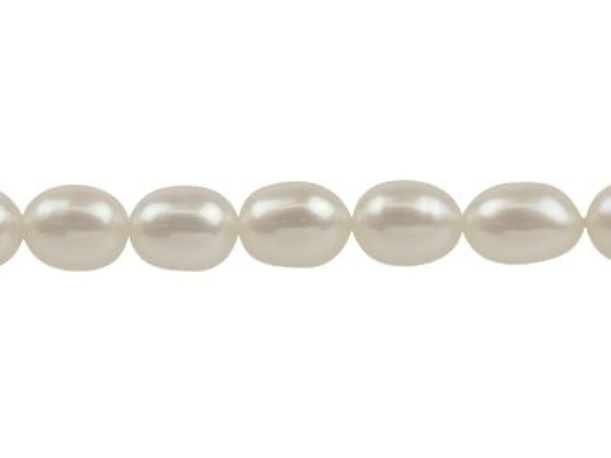 Cultured Pearls, 7x5mm, Natural White, Rice, 16"/40cm
