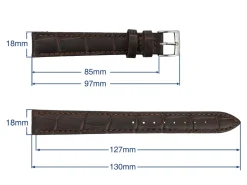 Dark Brown Bolle Genuine Leather Watch Strap, 18mm
