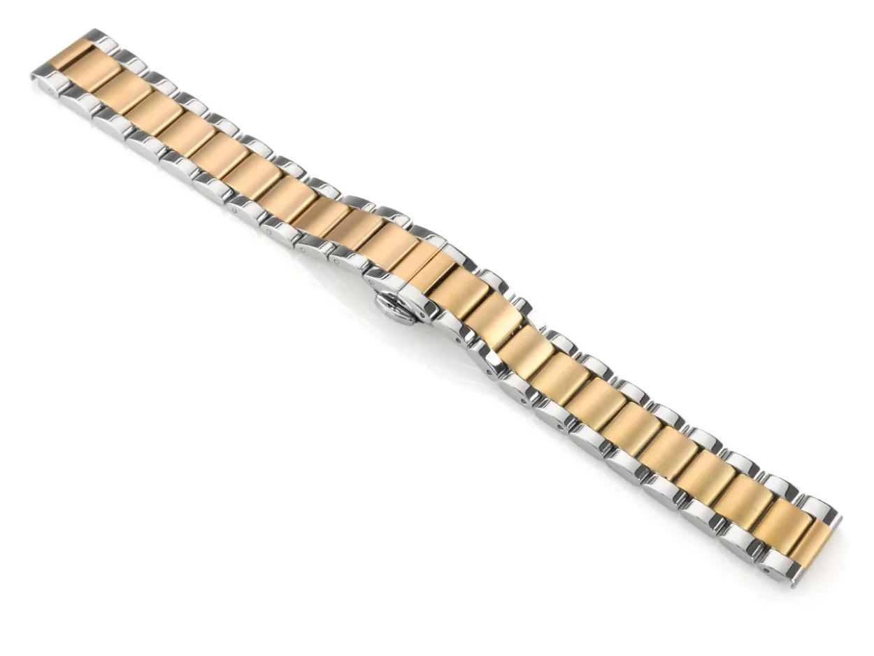 Dual Tone Stainless Steel And Gold Bracelet, Centre Clasp, 20mm