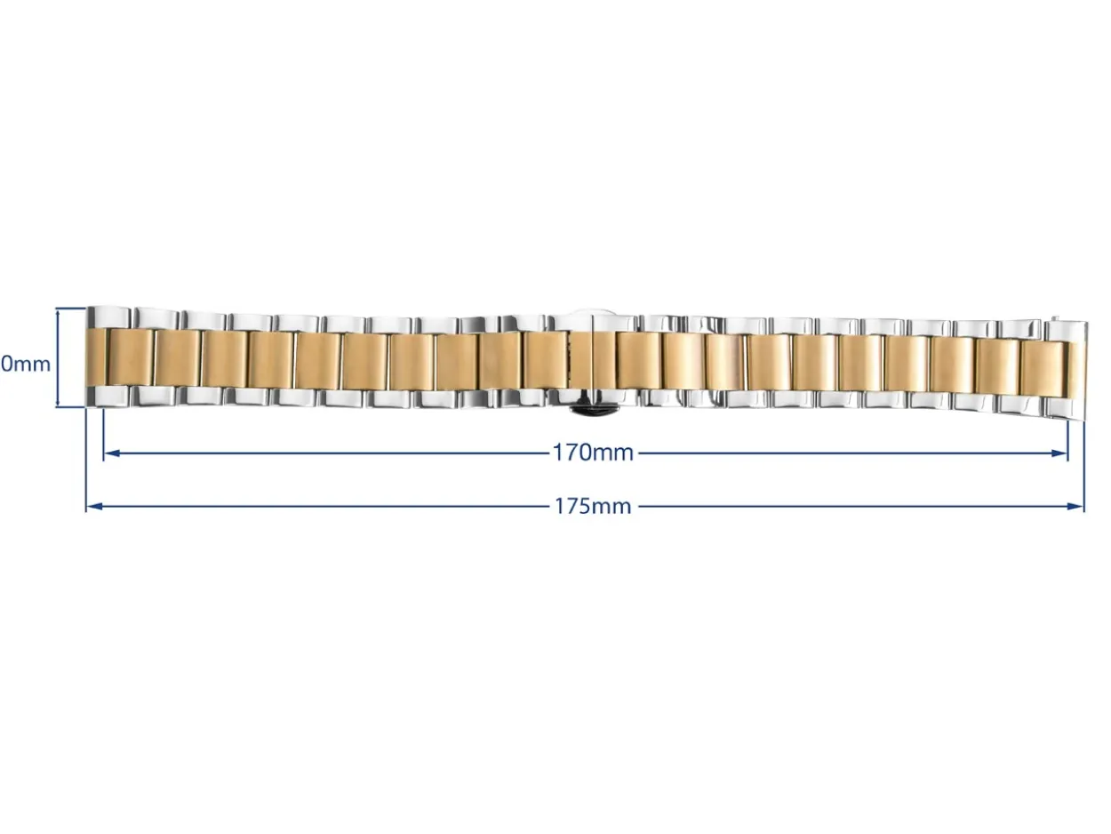 Dual Tone Stainless Steel And Gold Bracelet, Centre Clasp, 20mm